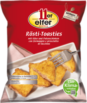 11er Rösti-Toasties stuffed with cheese spread and turkey ham Image