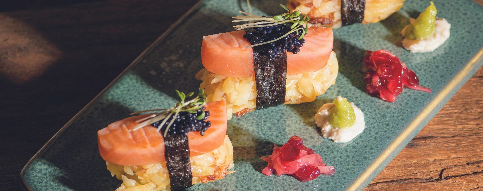 Alpen Sushi mit Zarenlachs und Kaviar