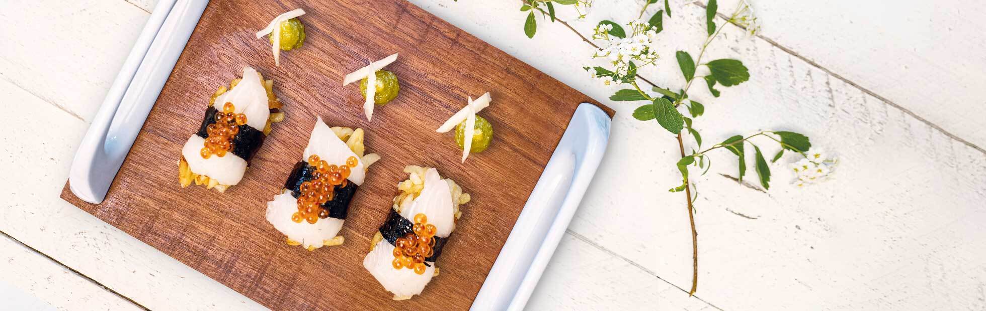 Alpensushi mit Zander im Noriblatt