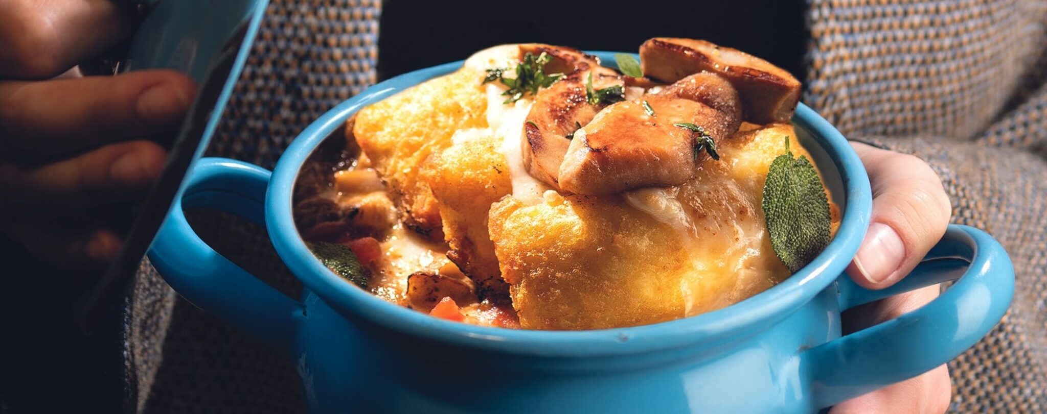 11er Frischkäse Taschen&nbsp;| als Cannelloni auf Pilz-Ragout mit geräuchertem Mozzarella