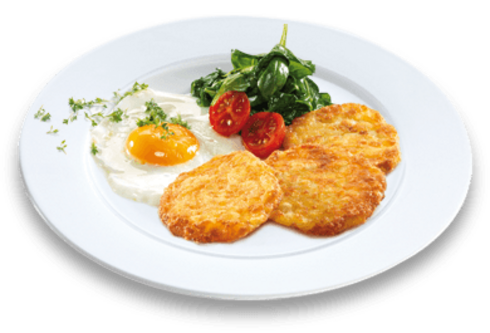 11er Knapperige Rösti met spinazie en een spiegelei Image