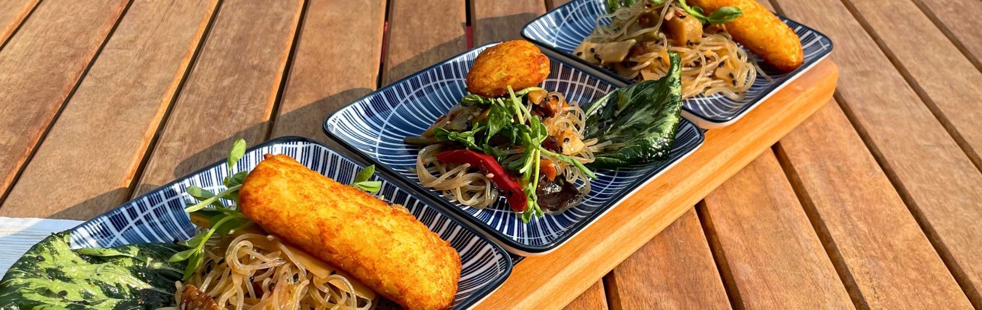 11er Frischkäse Täschle auf Asia-Glasnudelsalat