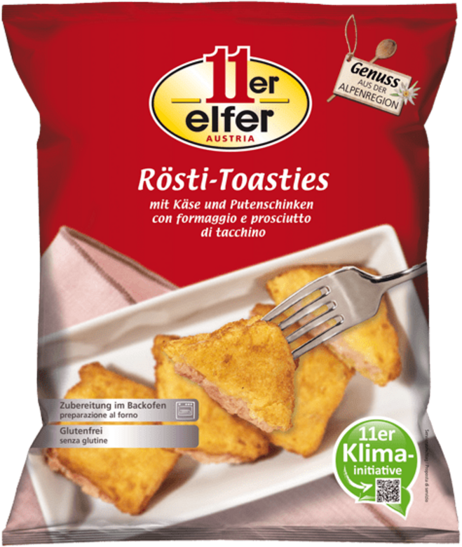 11er Rösti-Toasties mit Käse und Putenschinken